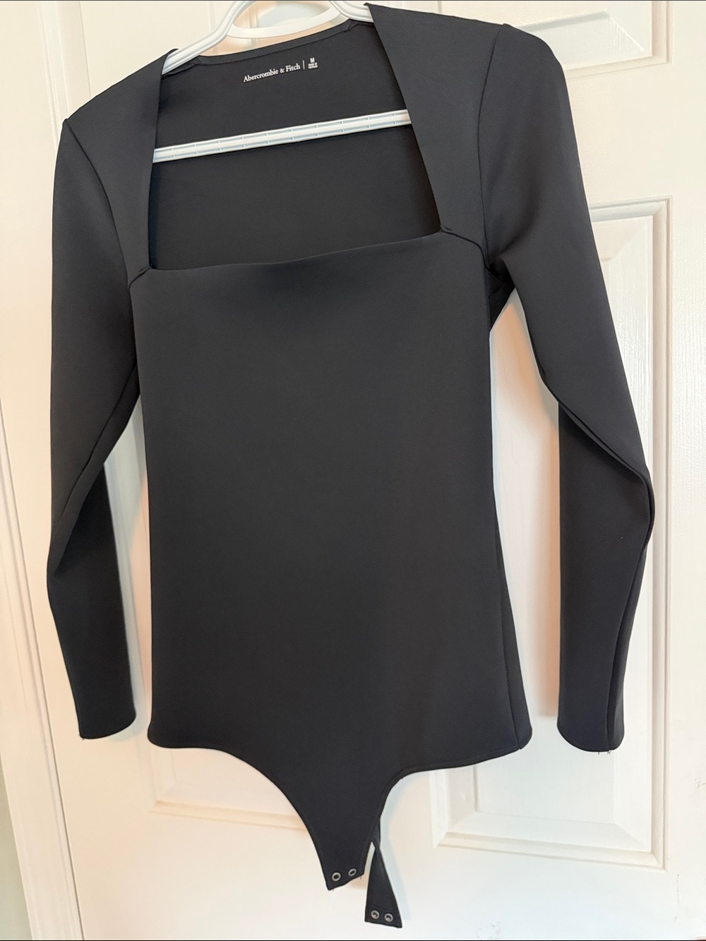 Abercrombie & Fitch Black Square-Neck Long Sleeve Bodysuit